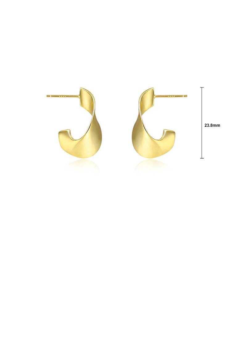 925 Sterling Silver Plated Gold Simple Personality Twisted Irregular Geometric Stud Earrings