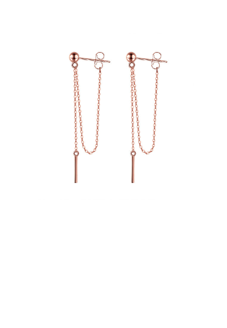 925 Sterling Silver Plated Rose Gold Simple Temperament Geometric Tassel Earrings