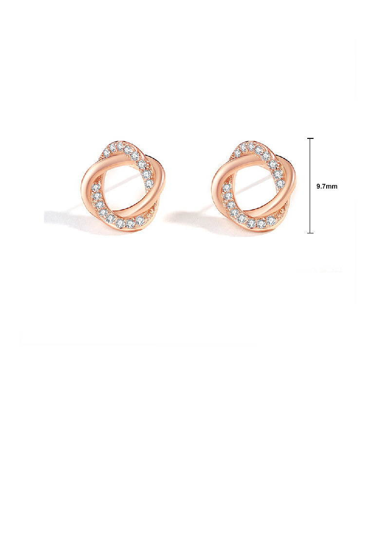 925 Sterling Silver Plated Rose Gold Fashion Simple Hollow Flower Stud Earrings with Cubic Zirconia - Luxurious Look