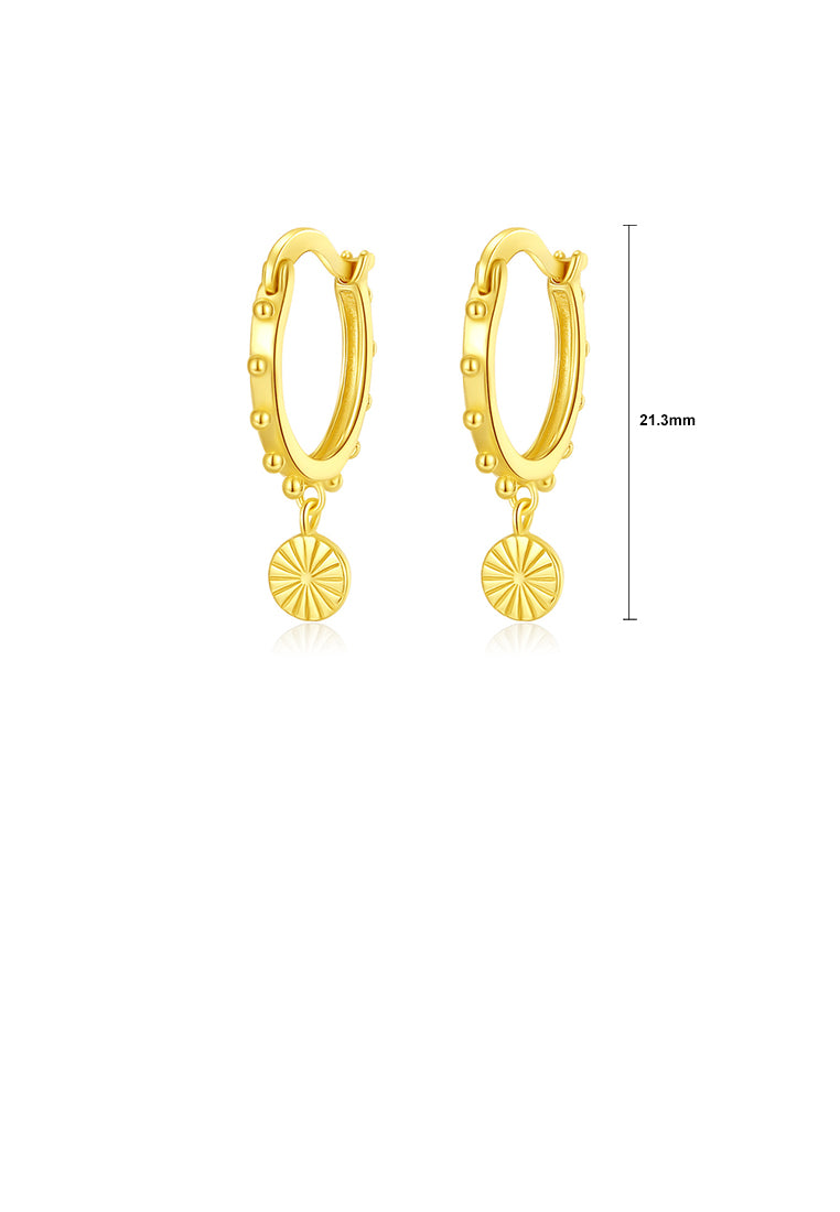 925 Sterling Silver Plated Gold Fashion Simple Pattern Geometric Round Earrings