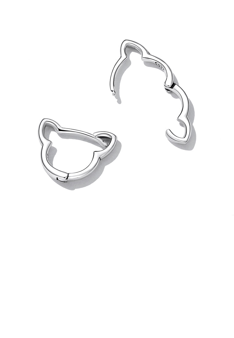 925 Sterling Silver Simple Cute Cat Ear Stud Earrings