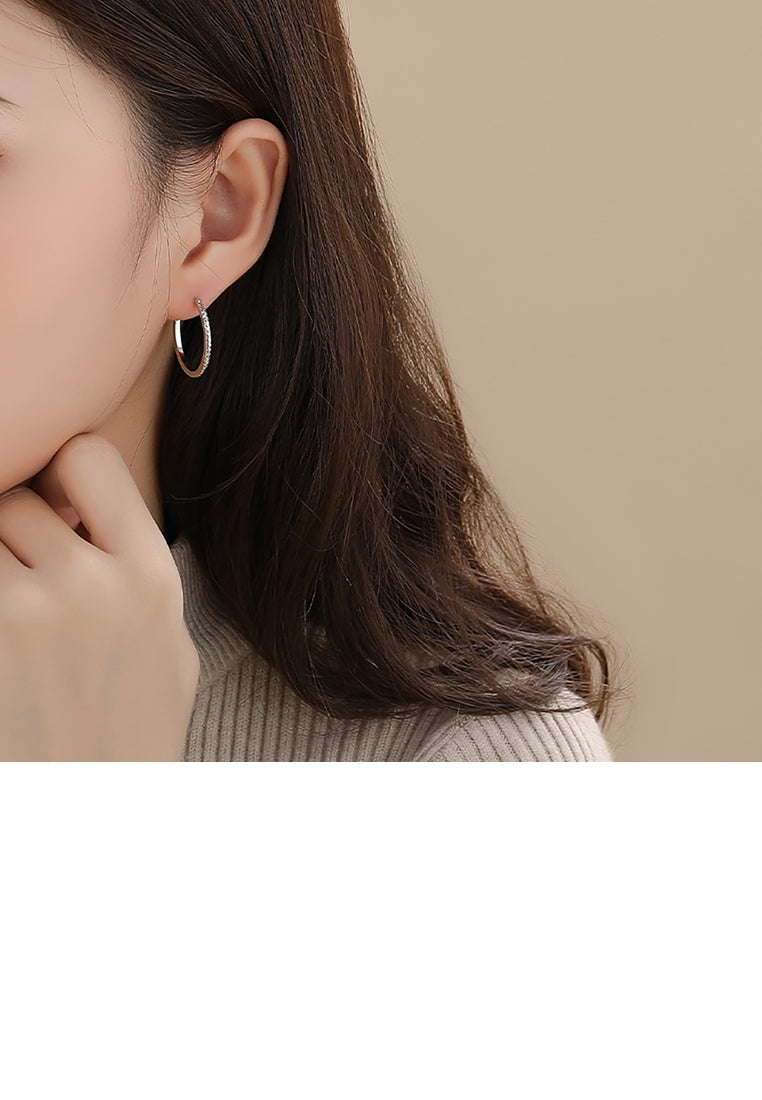 925 Sterling Silver Simple Temperament Polka Dot Pattern Geometric Circle Earrings