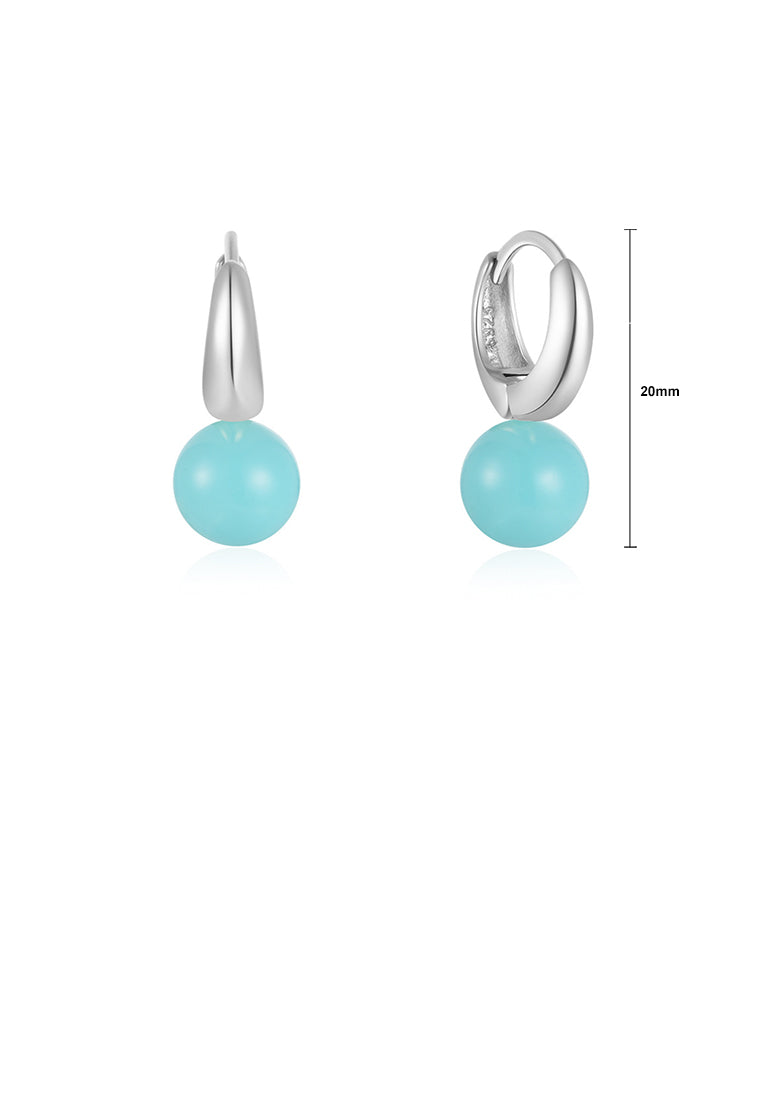 925 Sterling Silver Fashion Temperament Geometric Imitation Turquoise Earrings