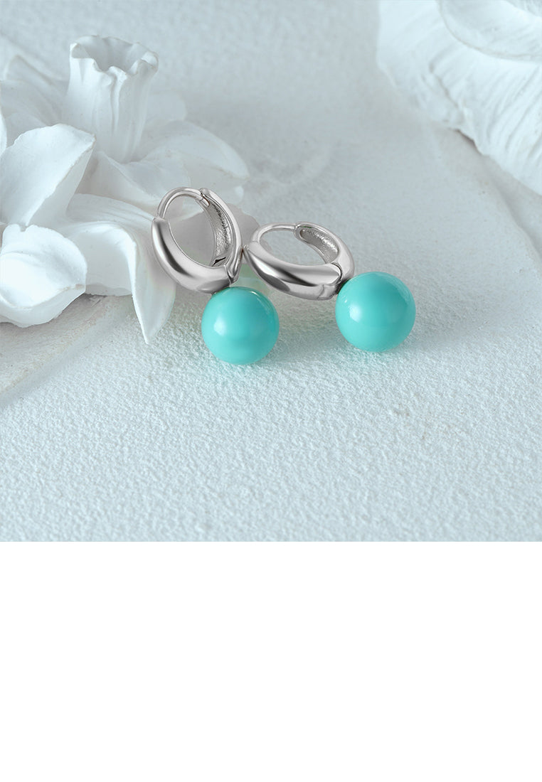 925 Sterling Silver Fashion Temperament Geometric Imitation Turquoise Earrings