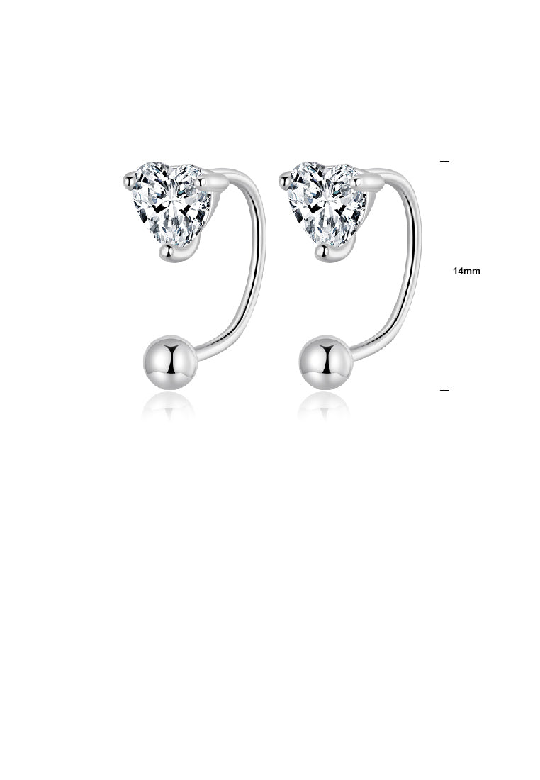 925 Sterling Silver Simple Fashion Heart Shape Geometric Stud Earrings with Cubic Zirconia - Luxurious Look