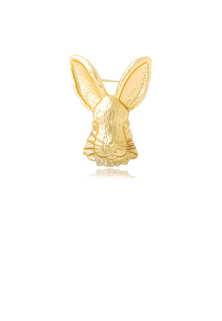 Simple and Cute Plated Gold Rabbit Brooch