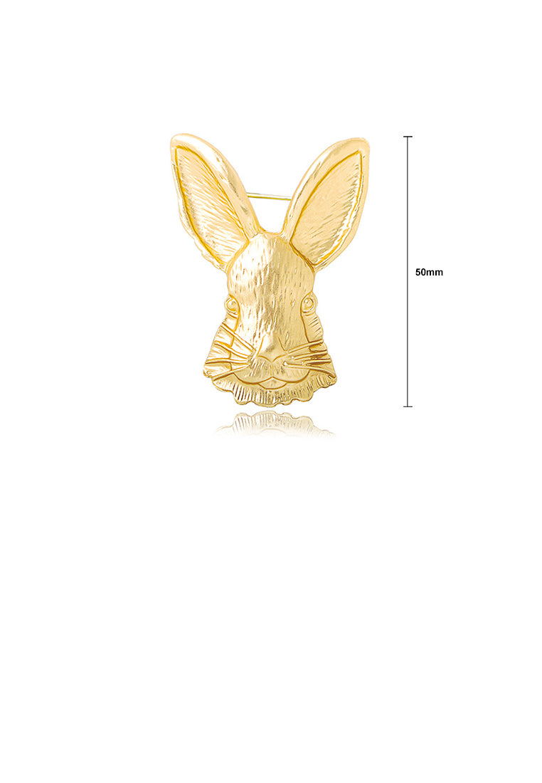 Simple and Cute Plated Gold Rabbit Brooch