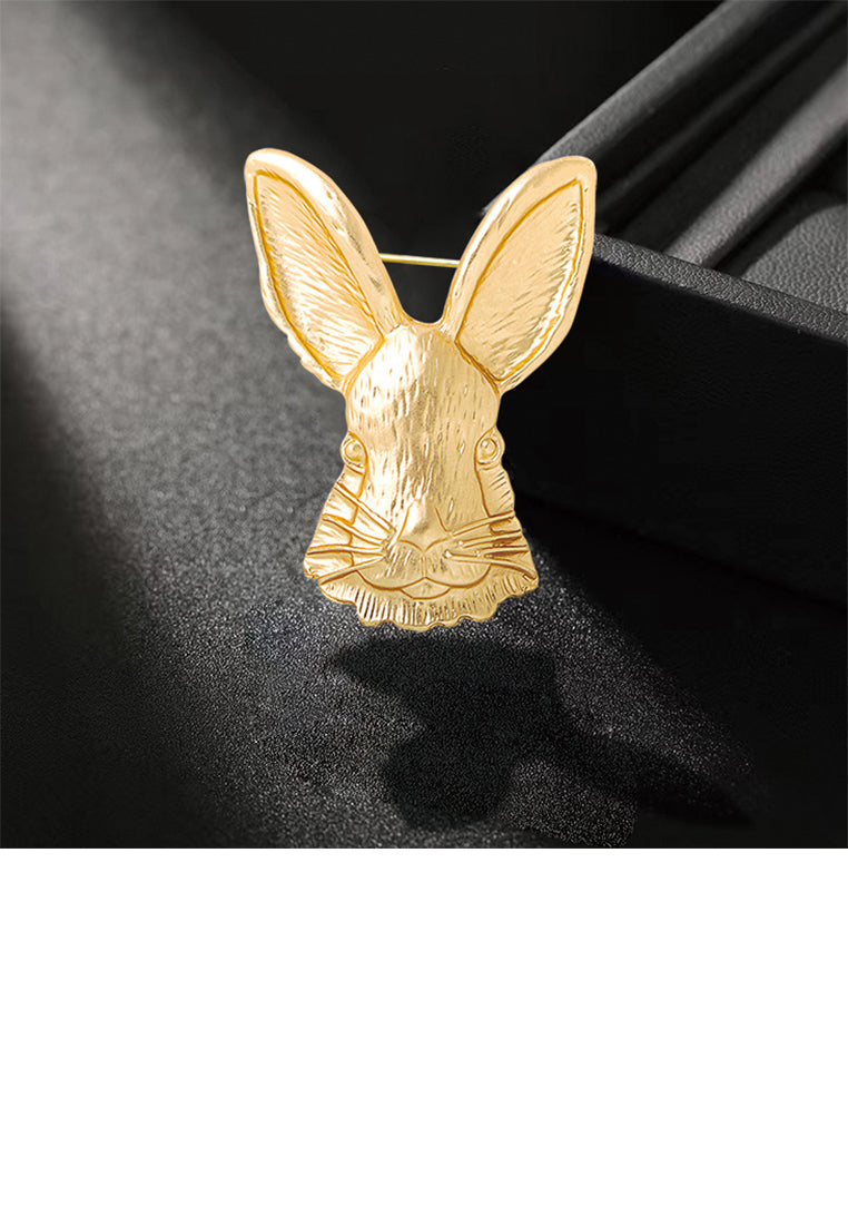 Simple and Cute Plated Gold Rabbit Brooch