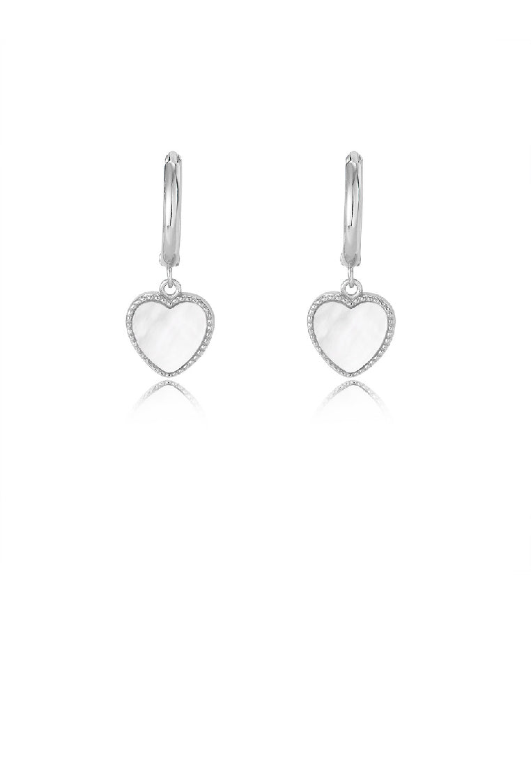 925 Sterling Silver Simple Romantic Heart Shell Earrings