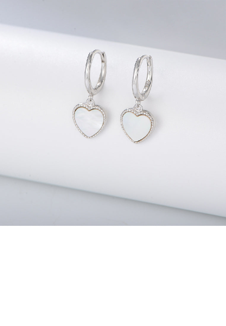 925 Sterling Silver Simple Romantic Heart Shell Earrings