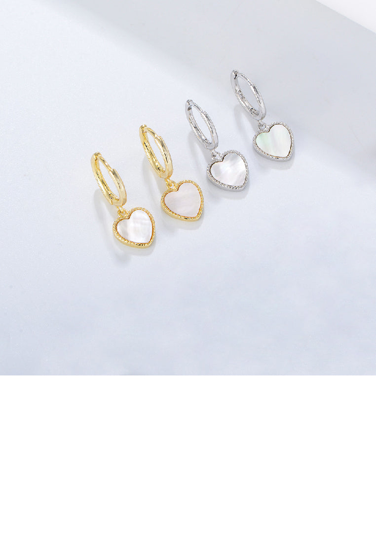 925 Sterling Silver Simple Romantic Heart Shell Earrings