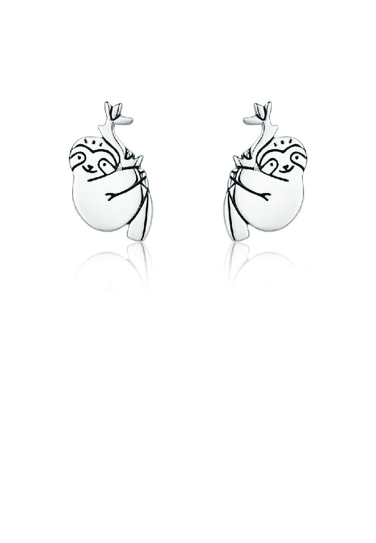 925 Sterling Silver Simple and Cute Sloth Stud Earrings