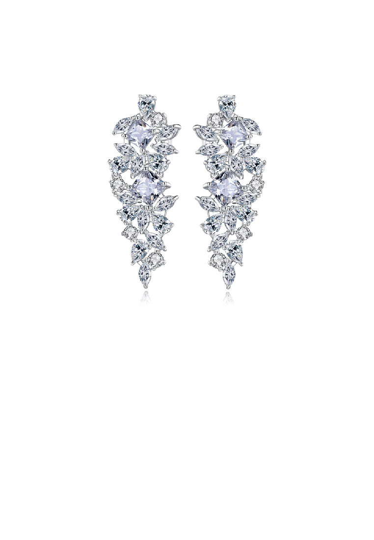 Brilliant Temperament Geometric Floral Tassel Earrings with Cubic Zirconia - Luxurious Look