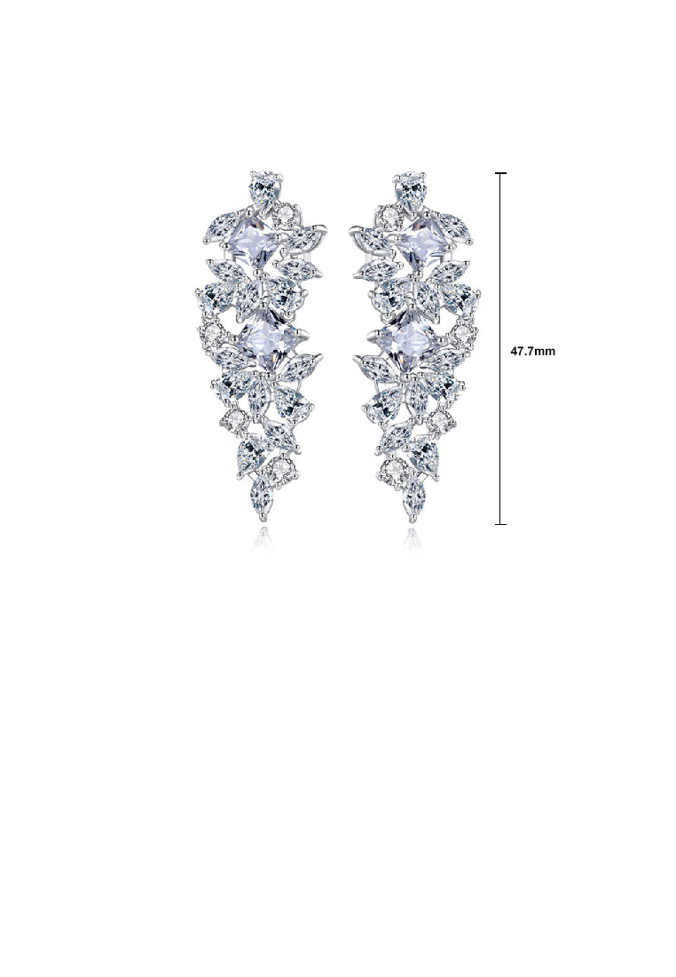 Brilliant Temperament Geometric Floral Tassel Earrings with Cubic Zirconia - Luxurious Look
