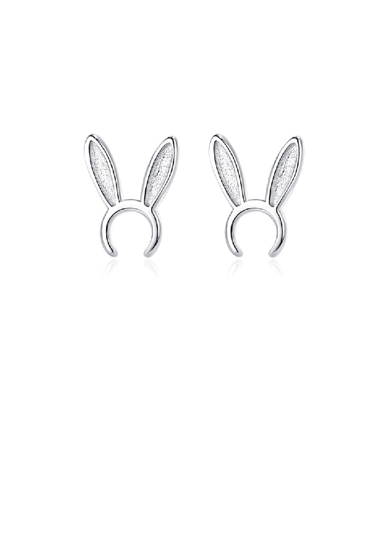 925 Sterling Silver Simple Cute Rabbit Stud Earrings