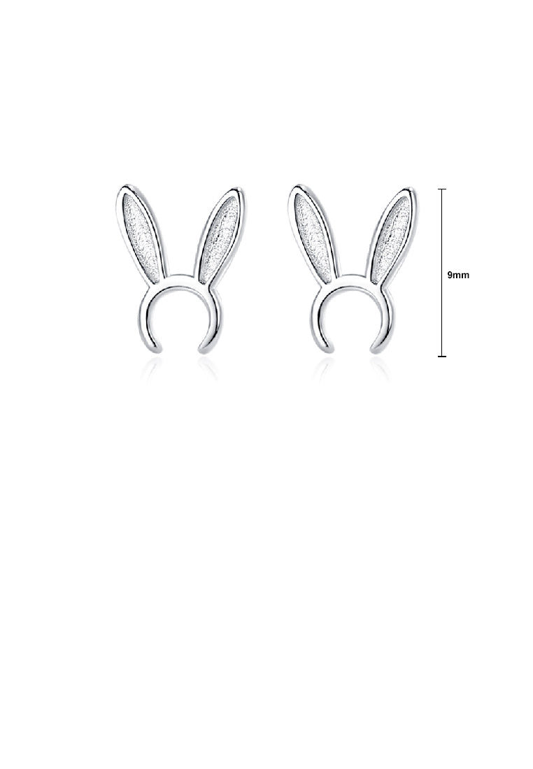925 Sterling Silver Simple Cute Rabbit Stud Earrings