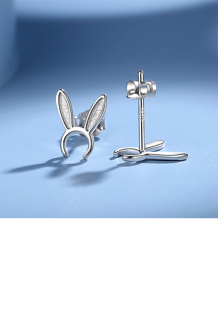 925 Sterling Silver Simple Cute Rabbit Stud Earrings