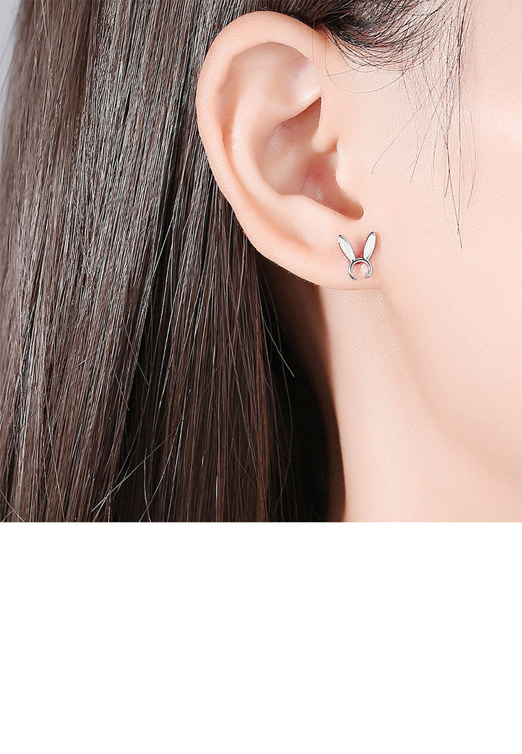 925 Sterling Silver Simple Cute Rabbit Stud Earrings