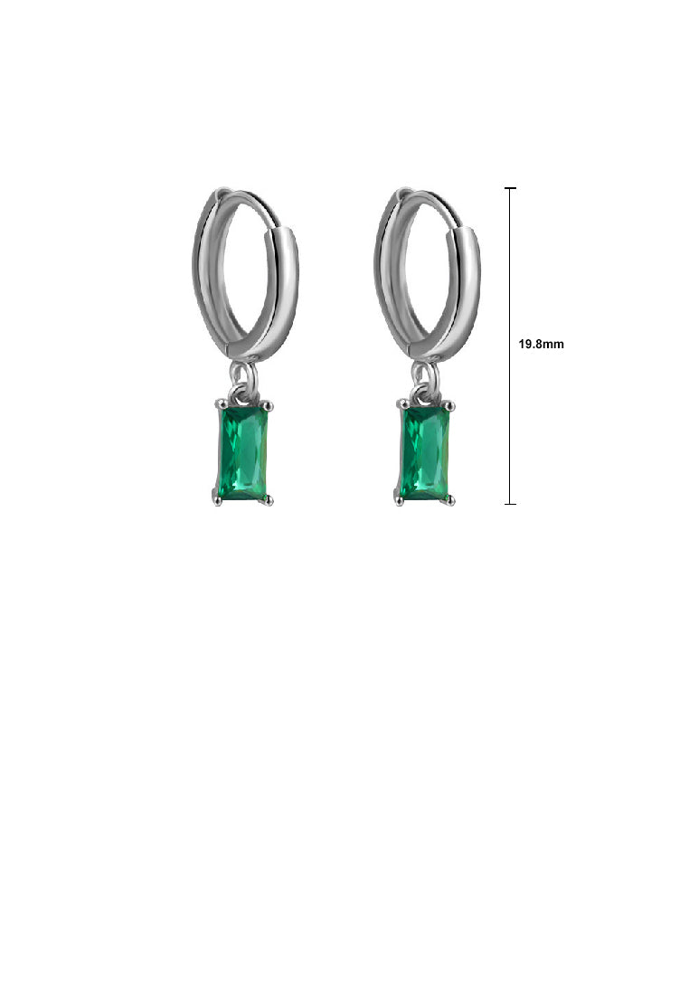 925 Sterling Silver Simple Fashion Geometric Square Green Cubic Zirconia Circle Earrings - Luxurious Look
