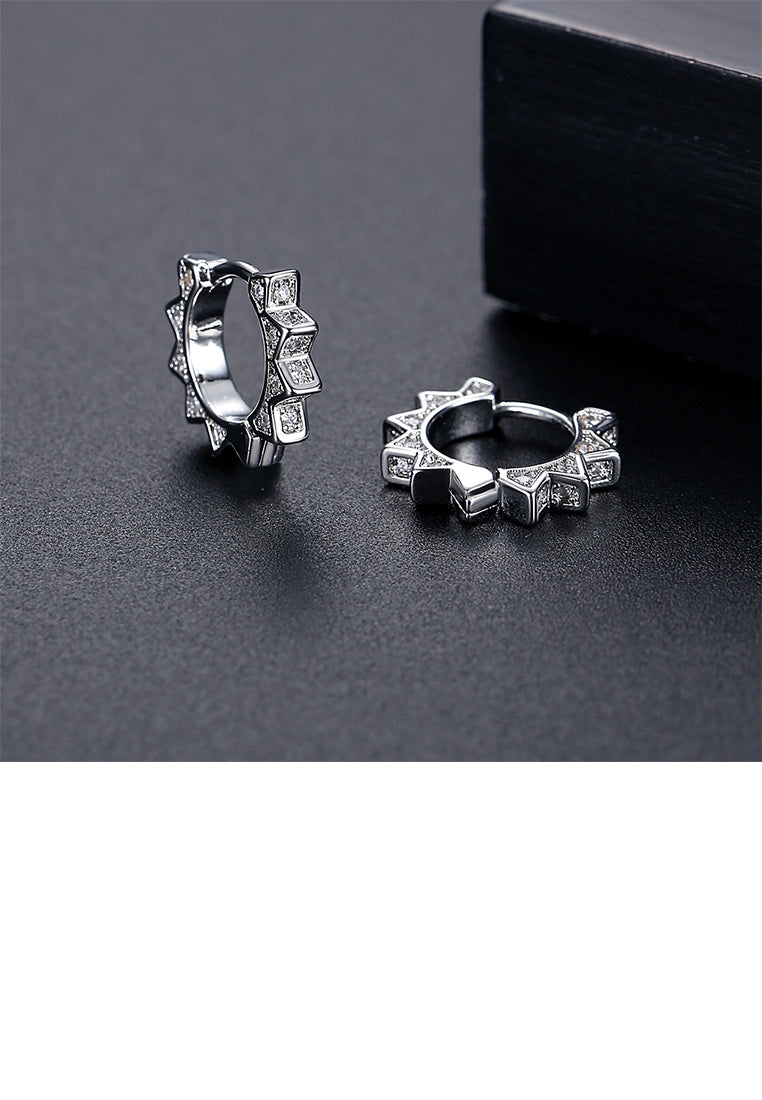 Simple Personalized Gear Geometric Earrings with Cubic Zirconia - Luxurious Look