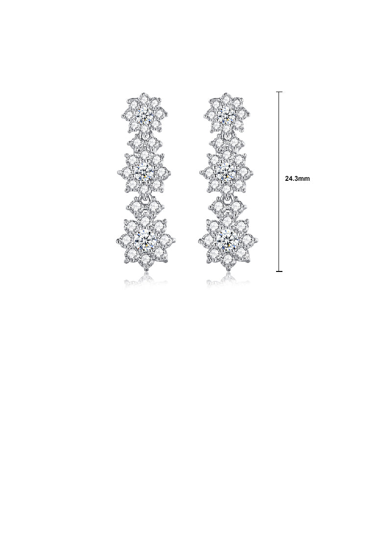 Fashion Simple Flower Tassel Earrings with Cubic Zirconia - Luxurious Look