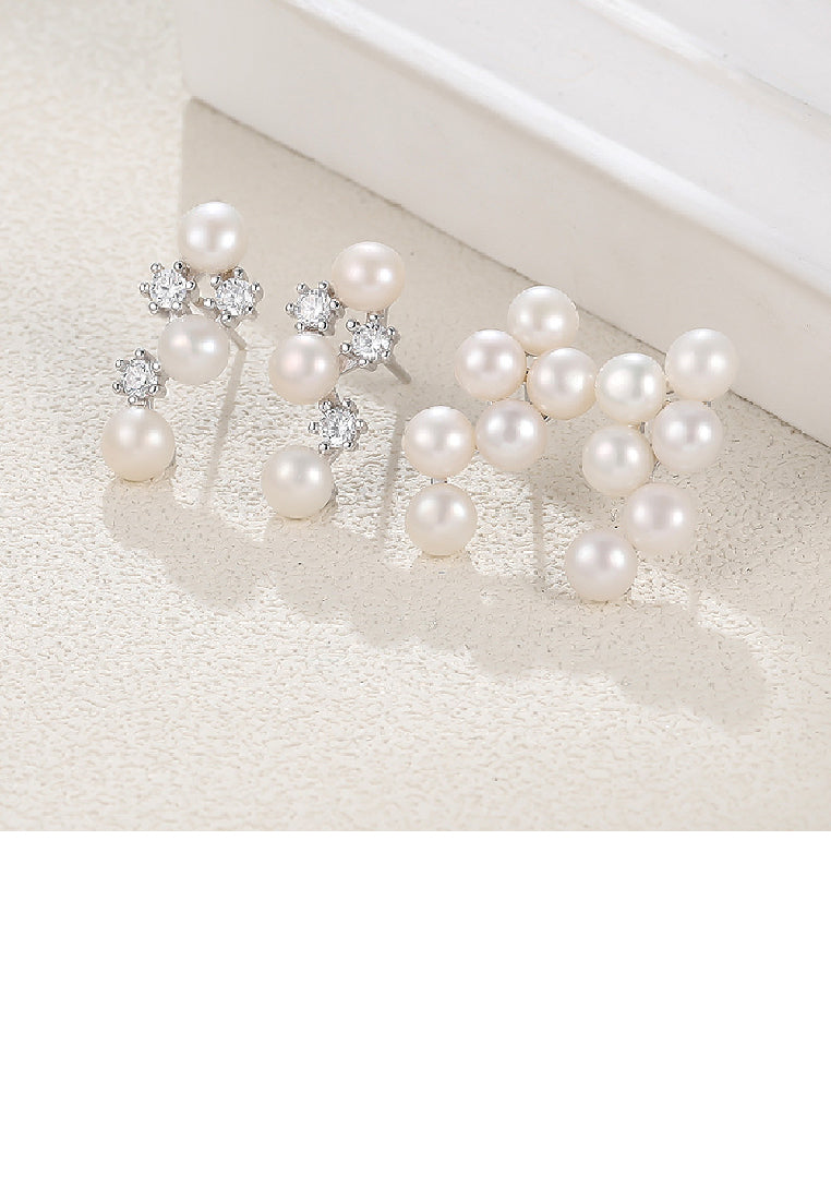 925 Sterling Silver Fashion Simple Geometric Freshwater Pearl Earrings - Luxurious Look