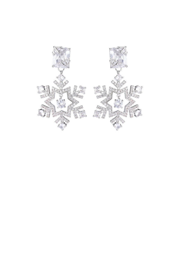 Fashion Brilliant Hollow Snowflake Earrings with Cubic Zirconia - Luxurious Look