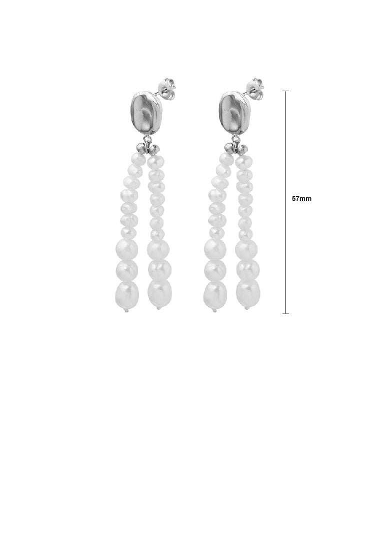 Fashion Temperament 316L Stainless Steel Geometric Irregular Imitation Pearl Tassel Earrings - Luxurious Look