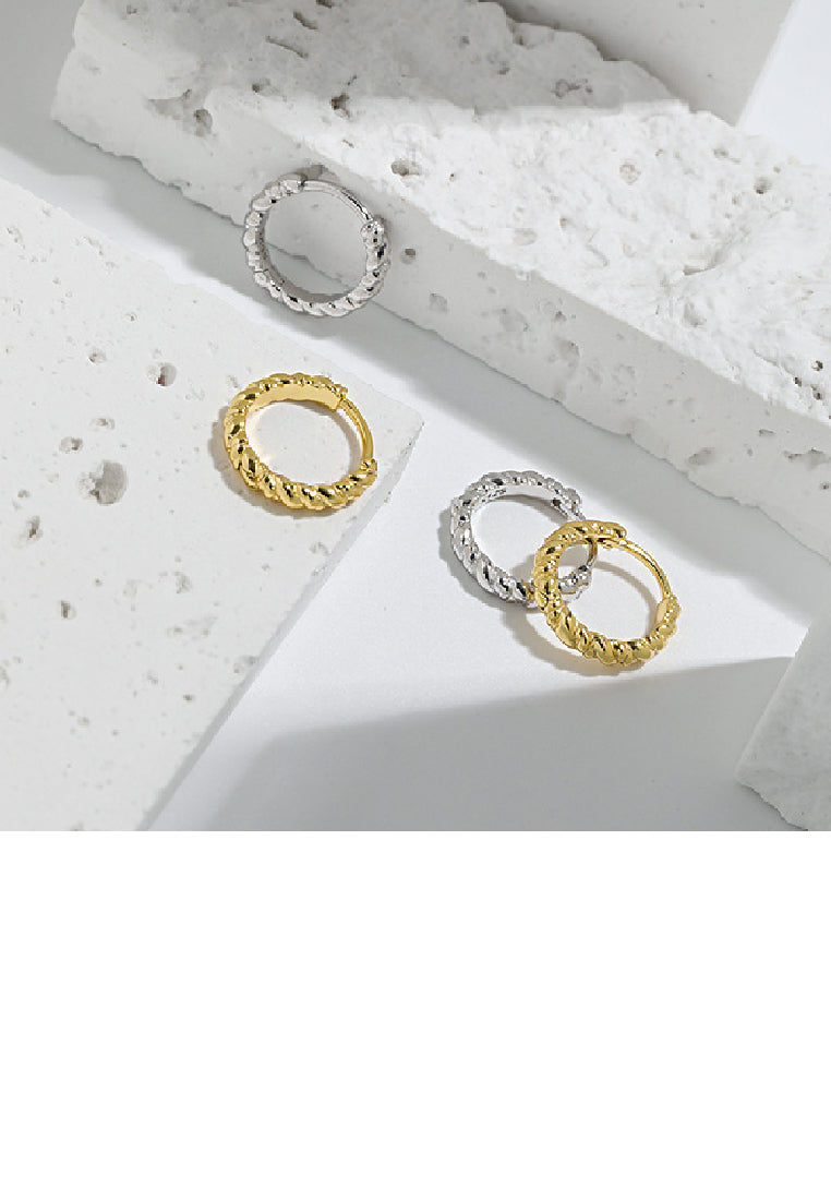 925 Sterling Silver Simple Personality Twist Geometric Circle Earrings