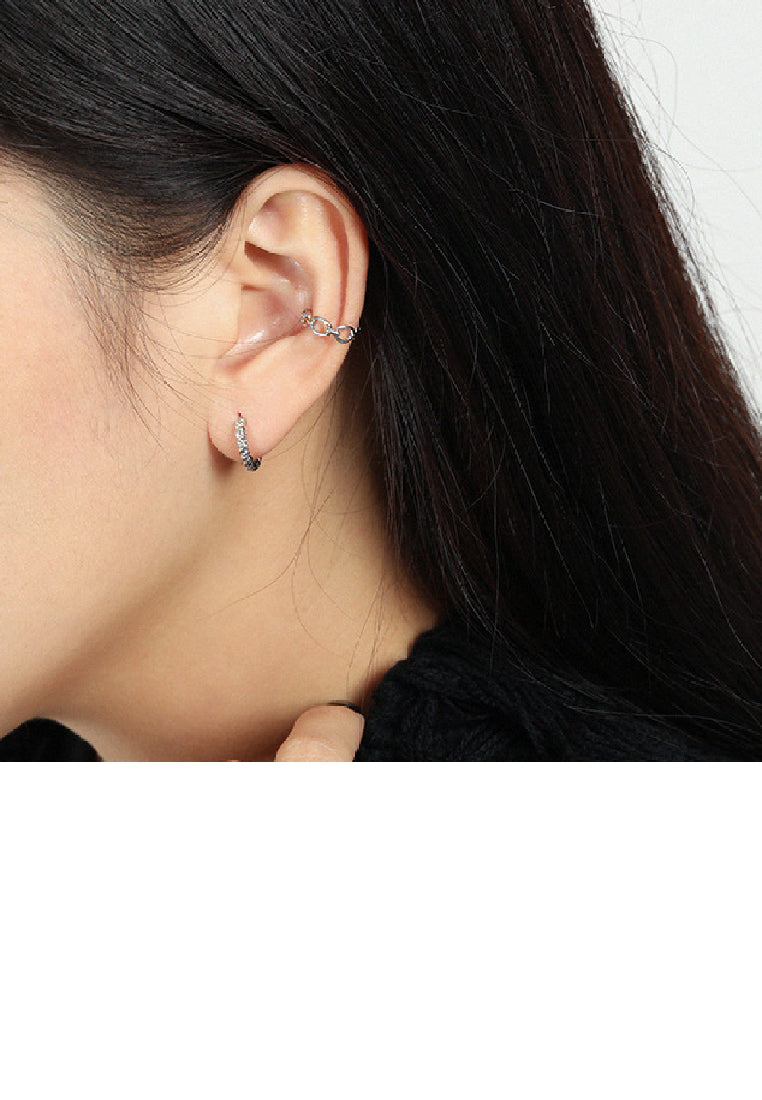 925 Sterling Silver Simple Personality Twist Geometric Circle Earrings