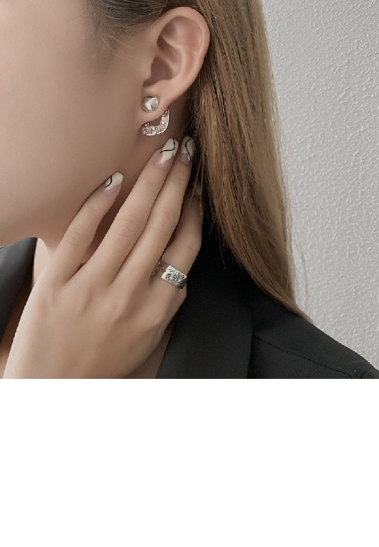 925 Sterling Silver Simple Temperament Hollow Pattern Geometric Square Stud Earrings