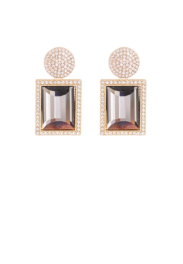 Fashion Brilliant Plated Gold Geometric Earrings with Grey Cubic Zirconia - Luxurious Look