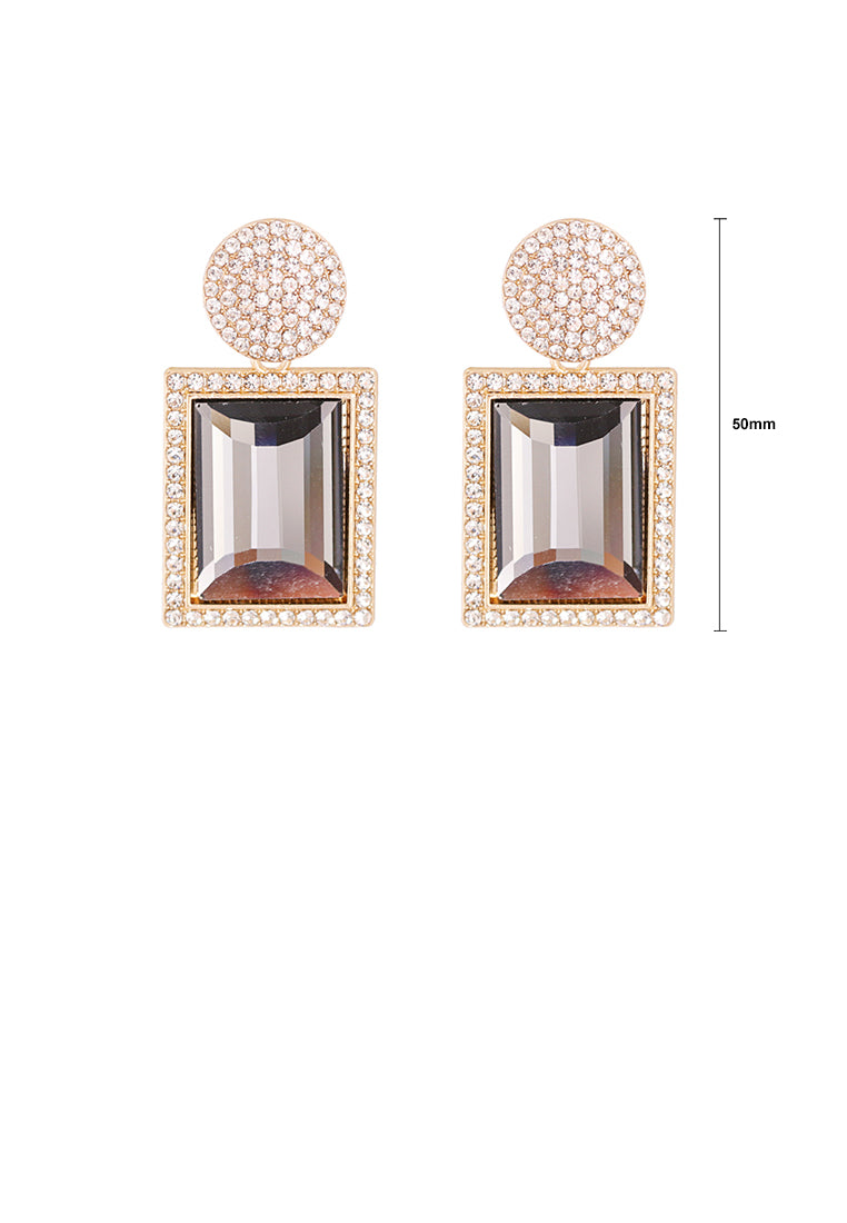 Fashion Brilliant Plated Gold Geometric Earrings with Grey Cubic Zirconia - Luxurious Look