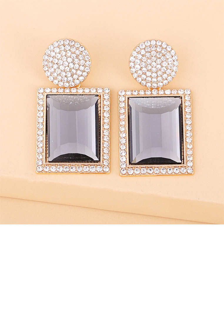 Fashion Brilliant Plated Gold Geometric Earrings with Grey Cubic Zirconia - Luxurious Look