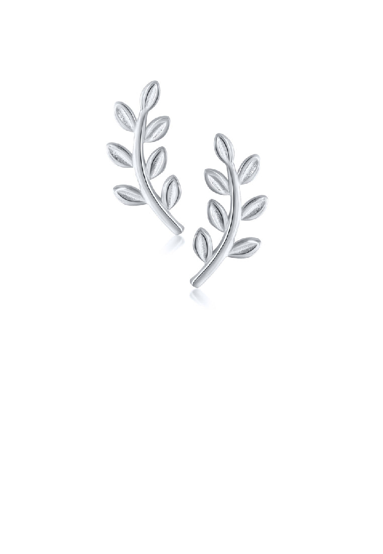 925 Sterling Silver Fashion Simple Leaf Stud Earrings