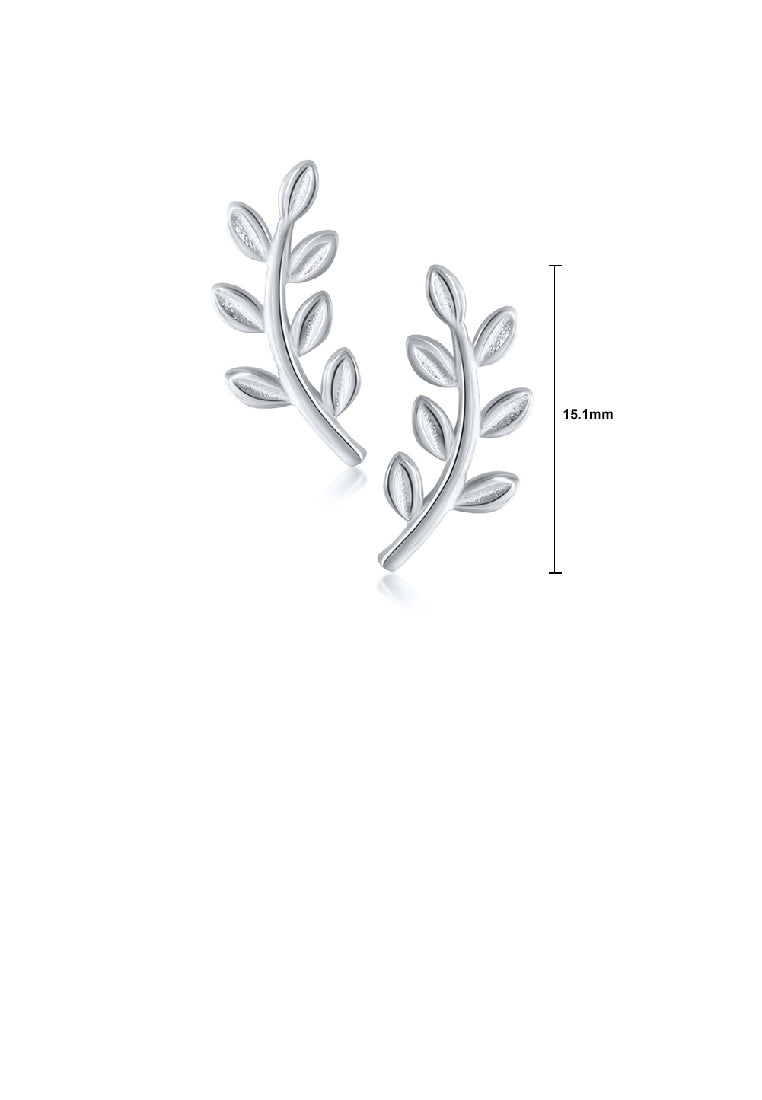 925 Sterling Silver Fashion Simple Leaf Stud Earrings