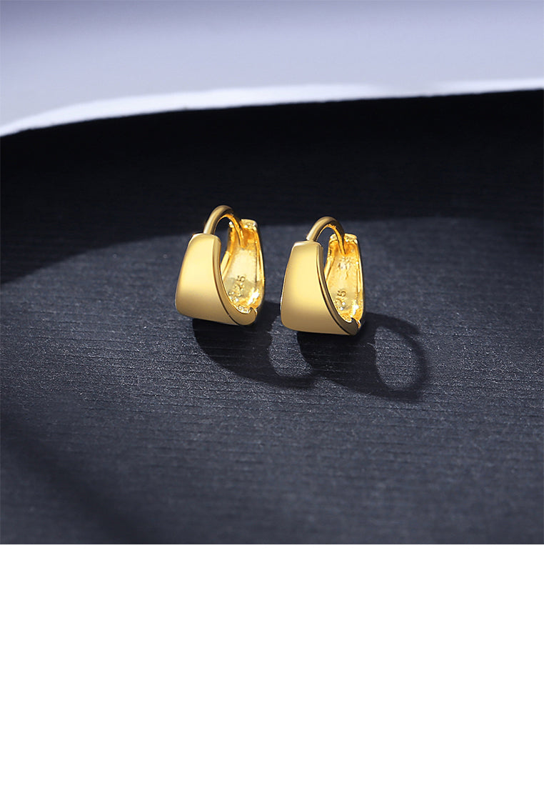 925 Sterling Silver Plated Gold Simple Personality Geometric Earrings