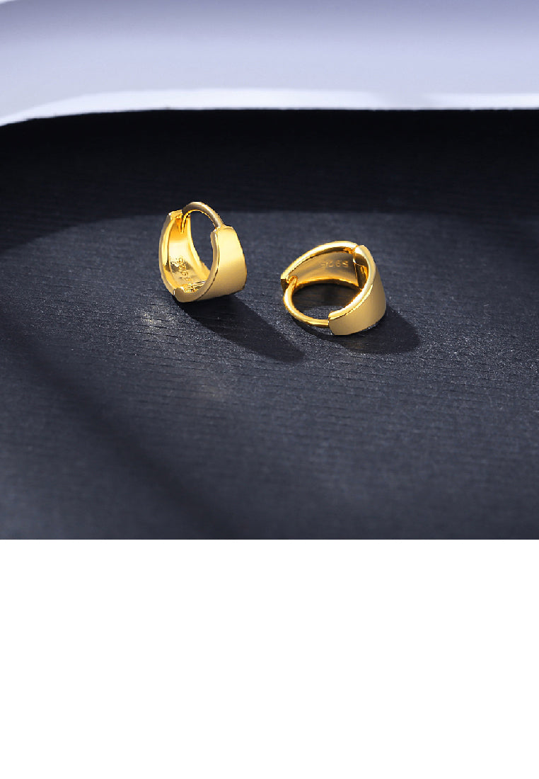 925 Sterling Silver Plated Gold Simple Personality Geometric Earrings