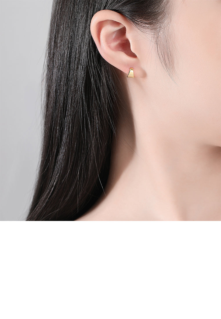 925 Sterling Silver Plated Gold Simple Personality Geometric Earrings