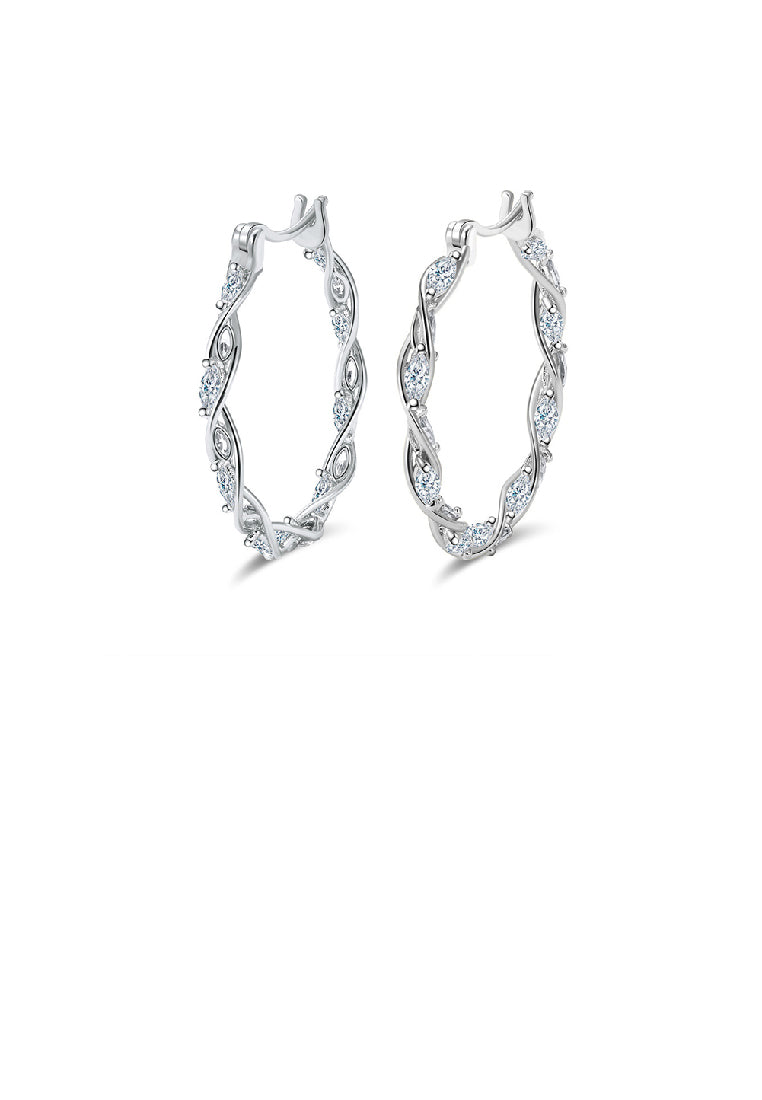 925 Sterling Silver Simple Fashion Twist Geometric Circle Earrings with Cubic Zirconia - Luxurious Look