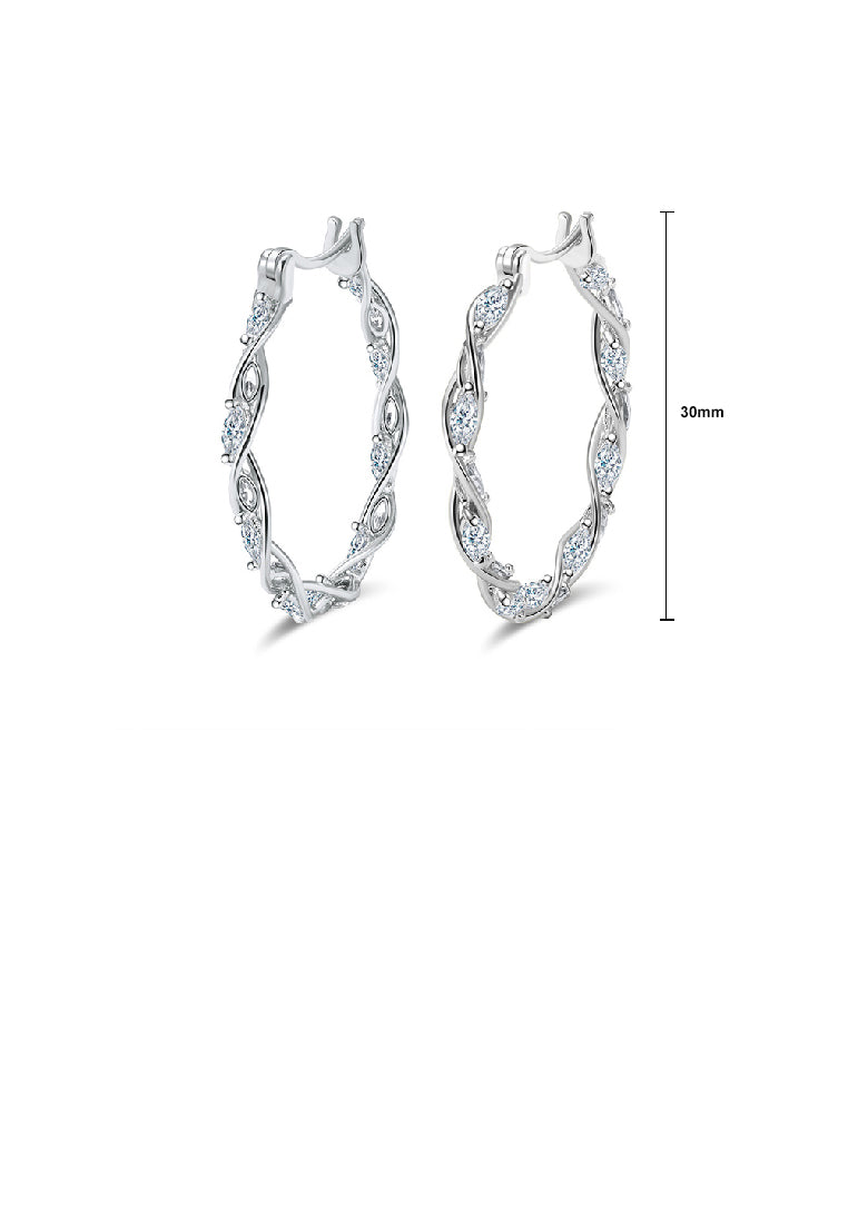 925 Sterling Silver Simple Fashion Twist Geometric Circle Earrings with Cubic Zirconia - Luxurious Look