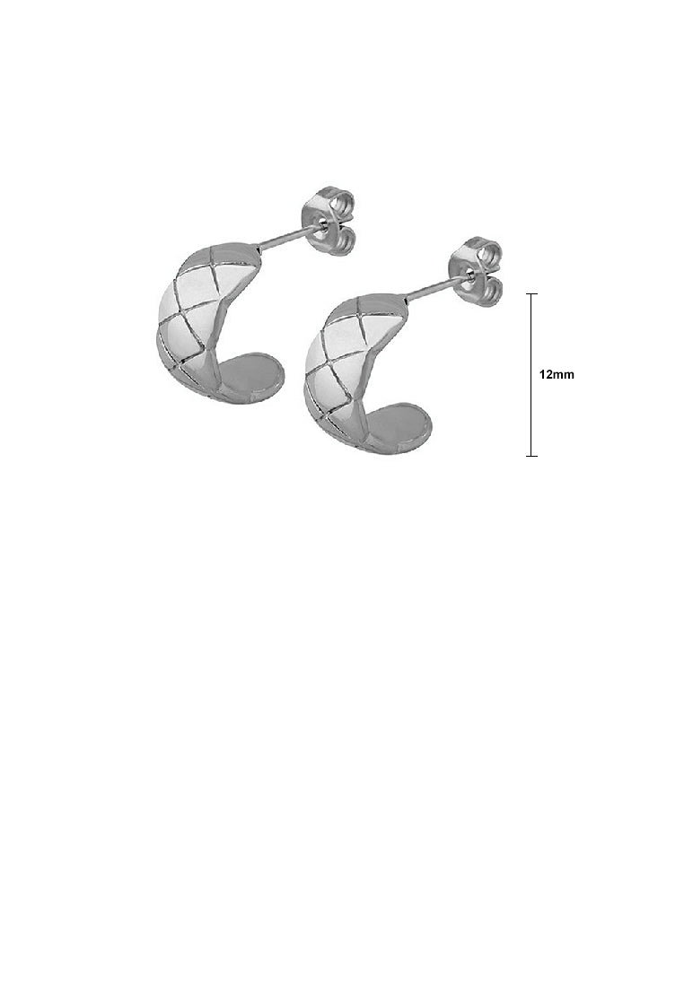 Simple and Personalized 316L Stainless Steel Rhombus Pattern C-shaped Geometric Small Stud Earrings