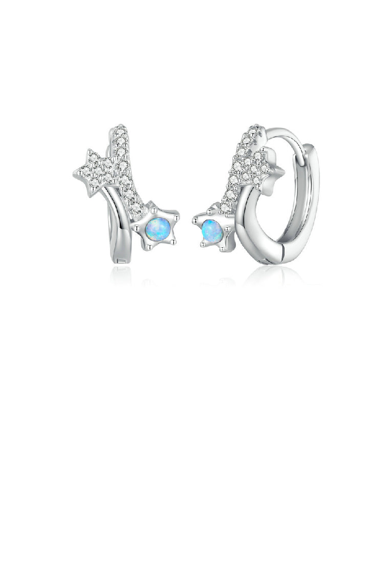 925 Sterling Silver Simple Fashion Star Geometric Earrings with Cubic Zirconia - Luxurious Look