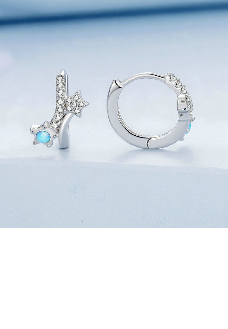 925 Sterling Silver Simple Fashion Star Geometric Earrings with Cubic Zirconia - Luxurious Look