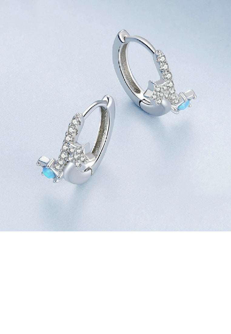 925 Sterling Silver Simple Fashion Star Geometric Earrings with Cubic Zirconia - Luxurious Look