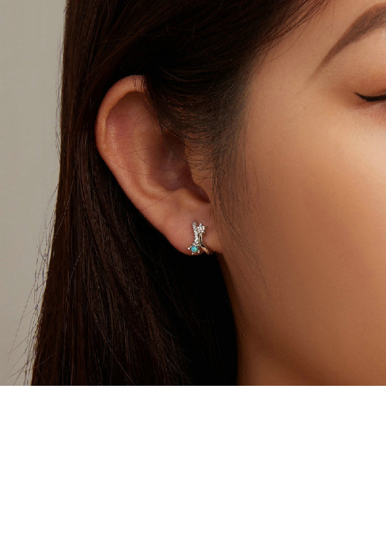 925 Sterling Silver Simple Fashion Star Geometric Earrings with Cubic Zirconia - Luxurious Look