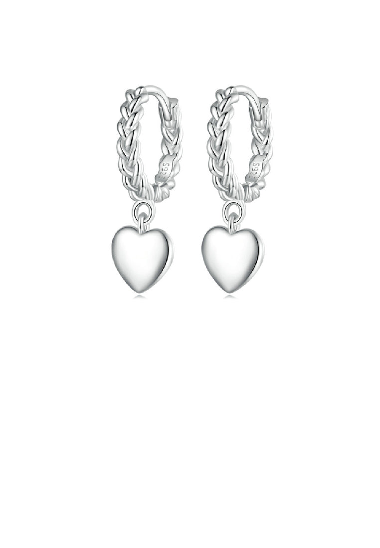 925 Sterling Silver Simple Romantic Heart Shaped Geometric Twist Earrings
