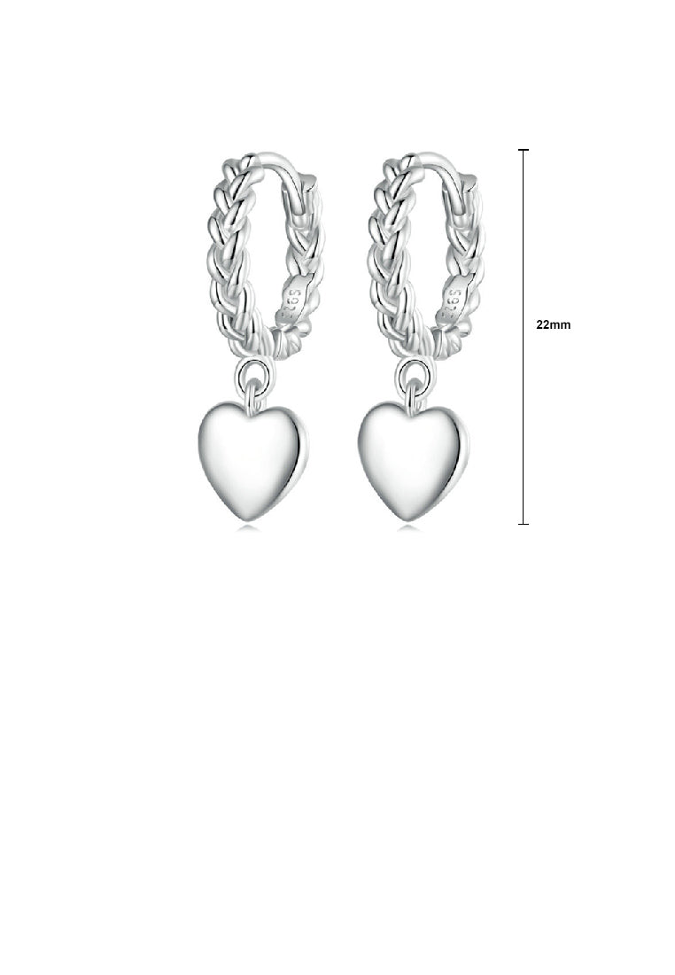 925 Sterling Silver Simple Romantic Heart Shaped Geometric Twist Earrings