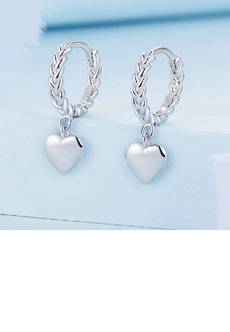 925 Sterling Silver Simple Romantic Heart Shaped Geometric Twist Earrings
