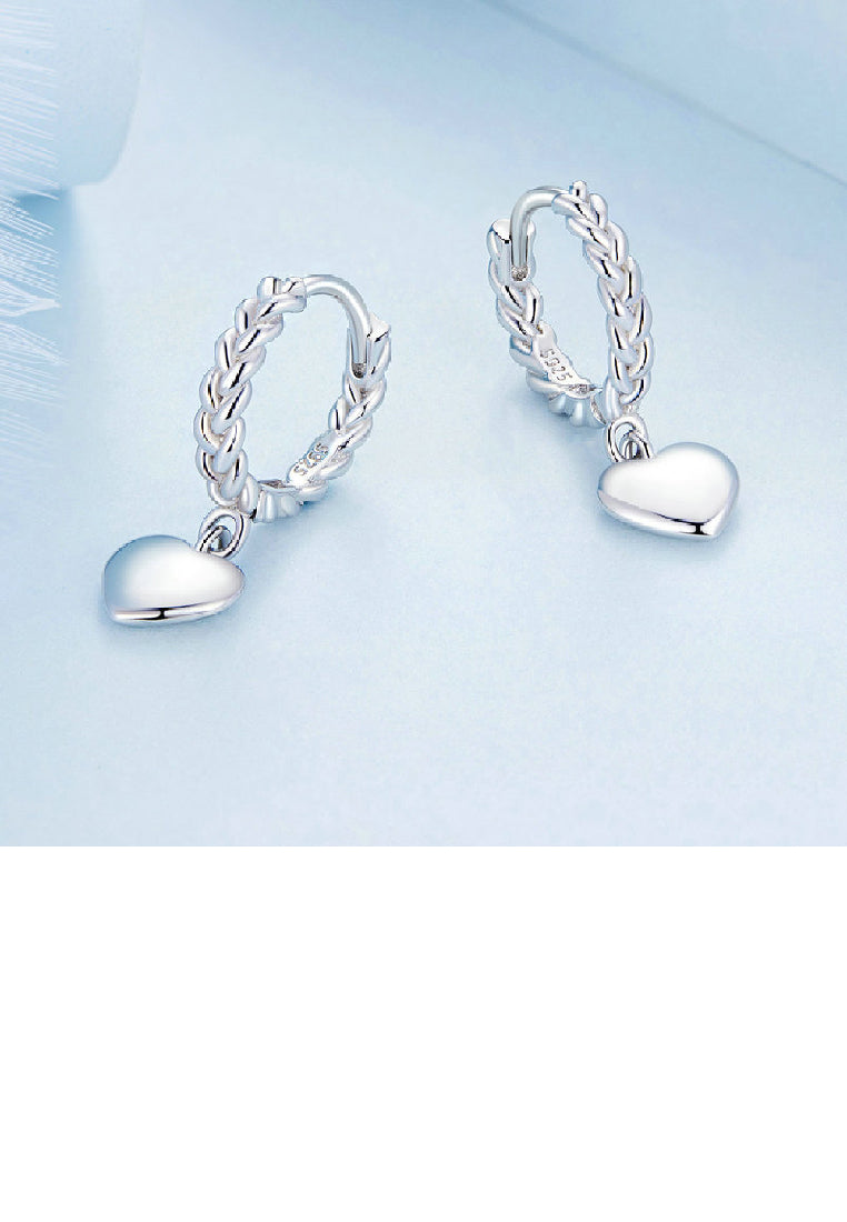 925 Sterling Silver Simple Romantic Heart Shaped Geometric Twist Earrings